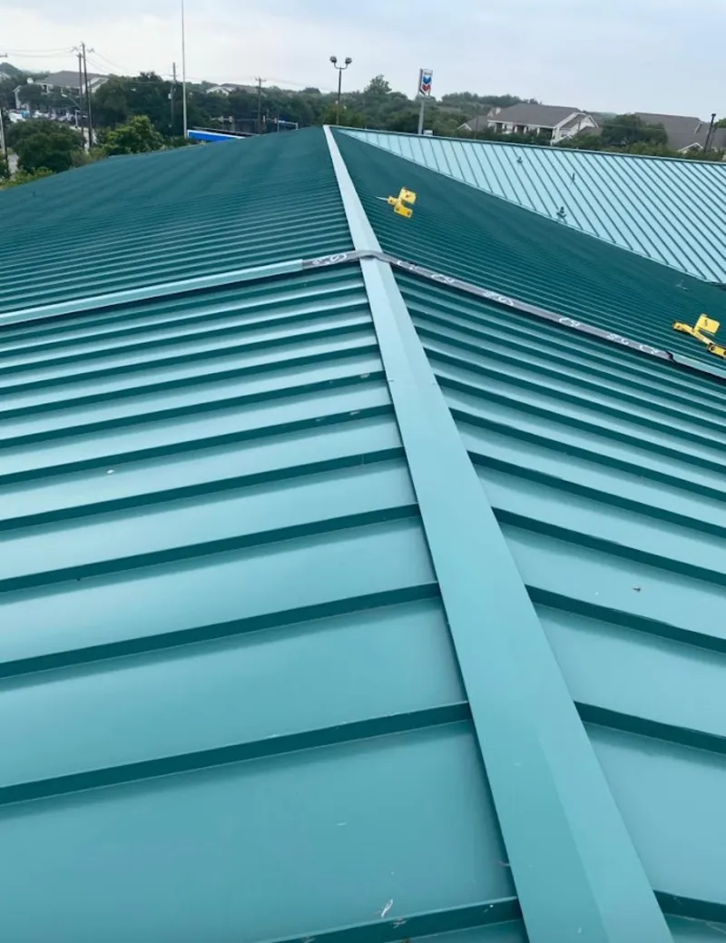 Green commercial metal roof ridge and valley for Metal Roof Repair in South Miami Heights